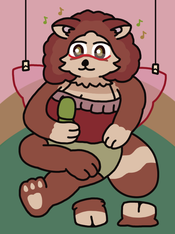 My fursona Velvette relaxing and crossing her legs, being held up in the air by clothespins attached to her wings. She's listening to music with earbuds and looks down at a green flip phone in her paw. She wears a loose frilly top and shorts, and has kicked off her usual hoof feet onto the floor as if they were boots, revealing paw-type feet. My fursona Velvette relaxing and crossing her legs, being held up in the air by clothespins attached to her wings. She's listening to music with earbuds and looks down at a green flip phone in her paw. She wears a loose frilly top and shorts, and has kicked off her usual hoof feet onto the floor as if they were boots, revealing paw-type feet.